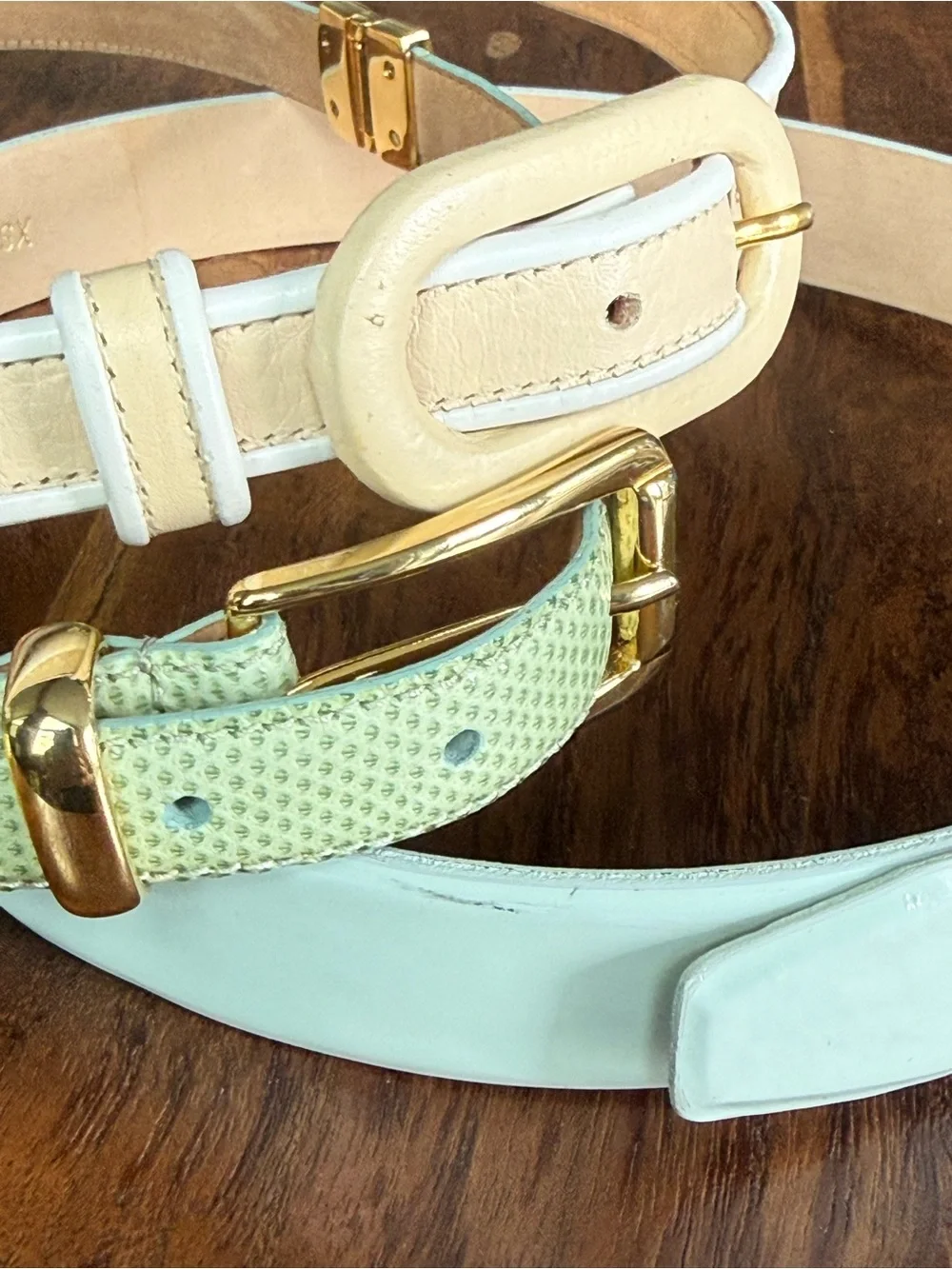 Worth petite XS Pastel Leather and Patent Belt Set - Mint, Cream, Pale blue